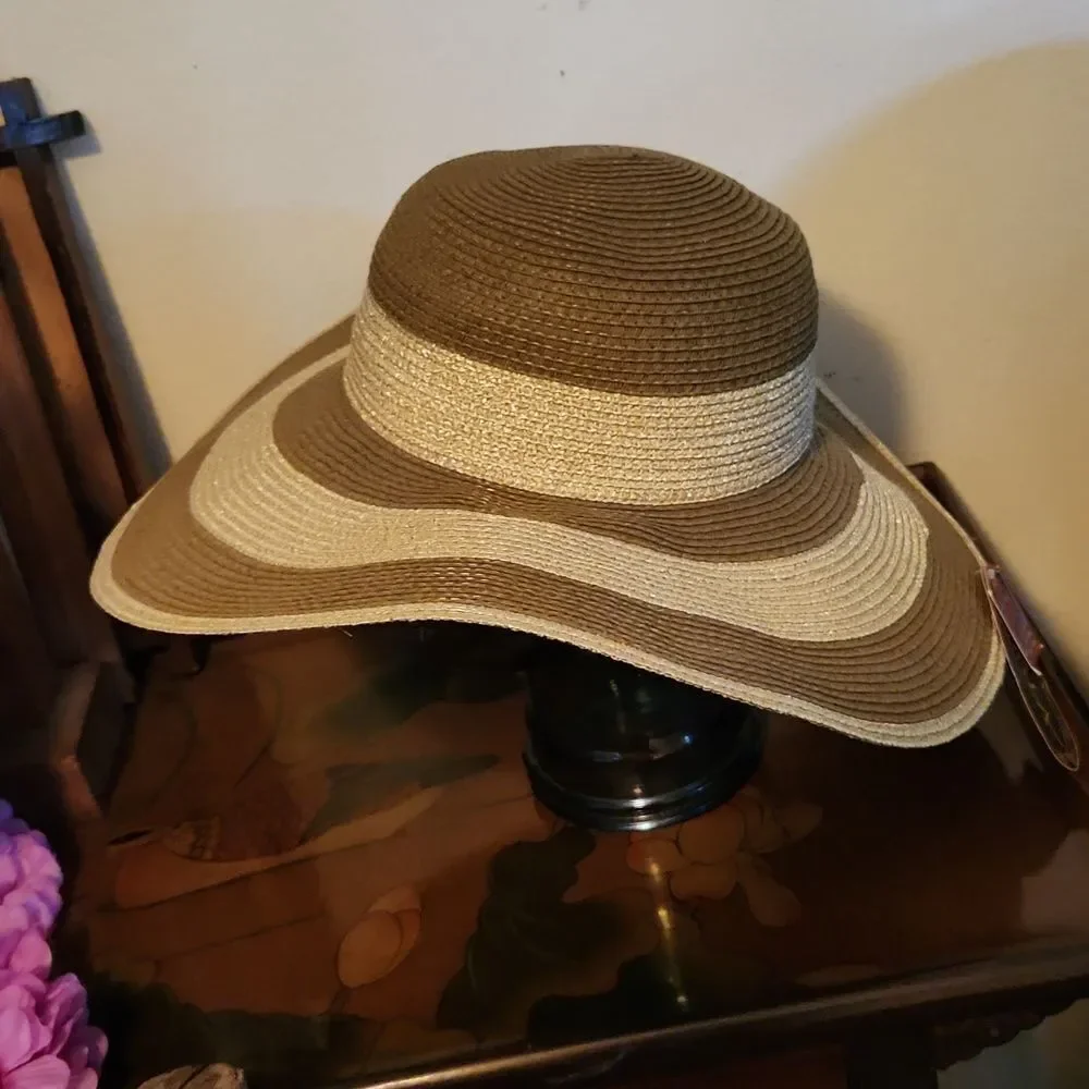 Scala Big Brim Braid Sun Hat NWT